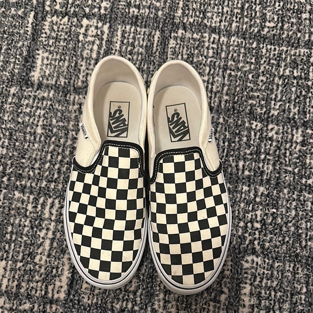 Vans Black and White Checkerboard Slip-On Sneakers